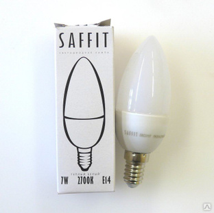 Лампа светодиодная LED свеча 5Вт Е14 230v белая SAFFIT  