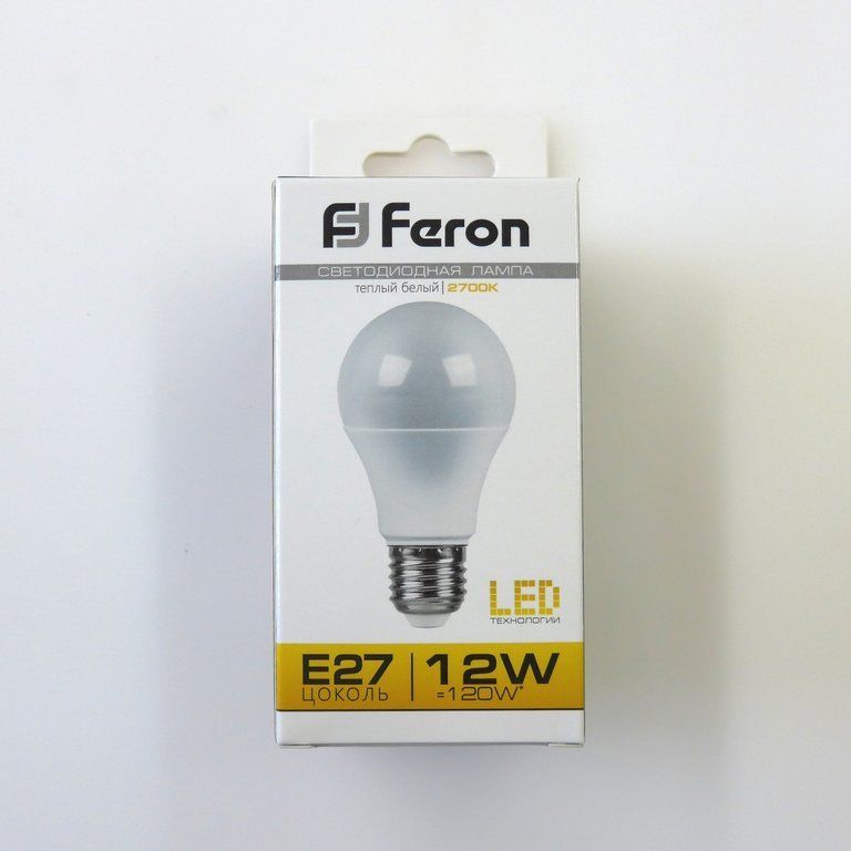 Лампа светодиодная LED 12вт теплая Е27 A60 Feron