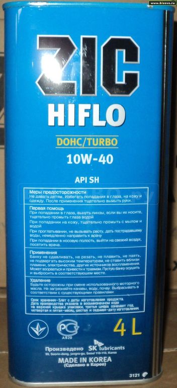 Моторное масло ZIC HIFLO 10w40 мин 4л
