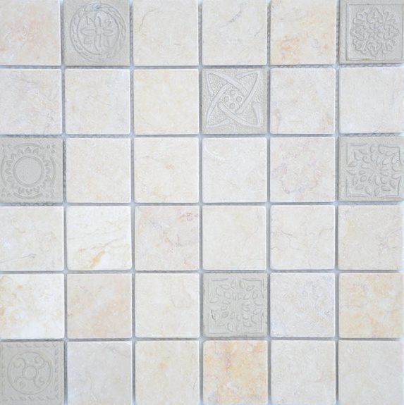 Керамическая плитка Керамин Caramelle Art Stone Travertino Silver Мозаика матовая 30х30x0,8 (4,8x4,8)