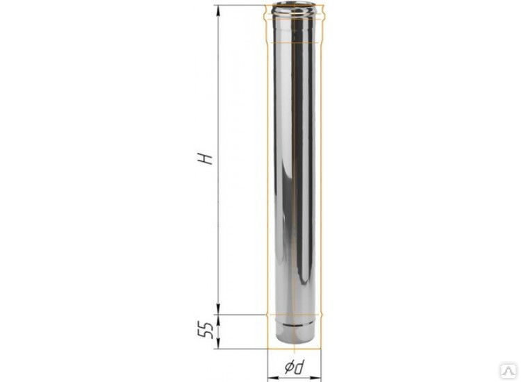 Дымоход L=1000, D=150, AISI 430, 0,5 мм (Феррум)
