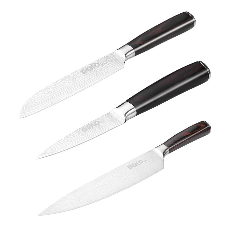 Набор ножей DEKO DKK05 с деревянной ручкой, сталь 7Cr17 (3 предмета) 041-0100
