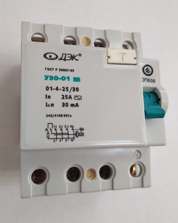 Выключатель дифференциального тока (УЗО-01) 4п 25А 30мА ДЭК