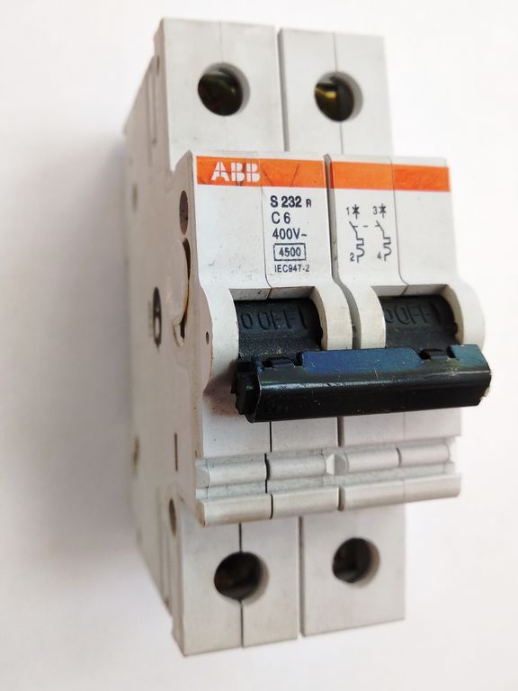 Выключатель автоматический 2п 6А С S232 4,5 кА ABB