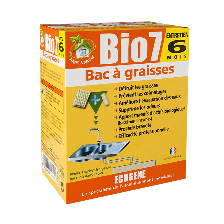 Биопрепарат для очистки от жира Bio7 Graisses (Франция, коробка 6 доз)