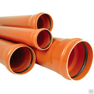 Труба ф160 с раструбом L=1 м рыжая для наружной канализации, толщина стенки 4,9 (2) VALFEX
