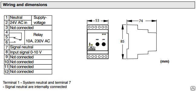 SC1/D (0-10v)>(ON/OFF) Регулятор температуры 3