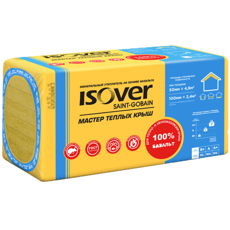 Теплоизоляция Isover Мастер теплых крыш (35 кг/м3) 50/600/100