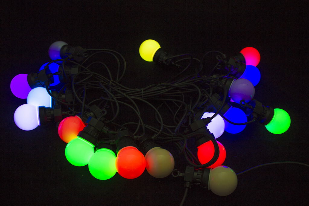 Гирлянда нить-шарики, 5 см, Мульти, 20 LED, 11 м, стыкуется,контроллер, 24V