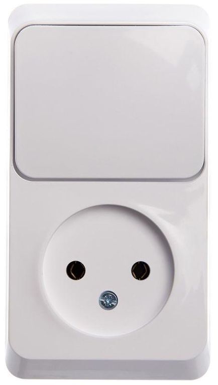 Блок ОП Этюд (1-м розетка без заземления + 1-клавишный выключатель ) бел. SchE BPA16-204B Systeme Electric
