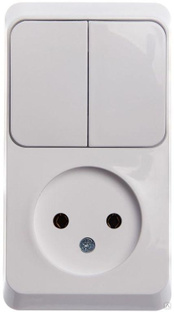 Блок ОП Этюд (1-местная розетка без заземления + 2-клавишный выключатель) цвет белый SE BPA16-205B Systeme Electric 