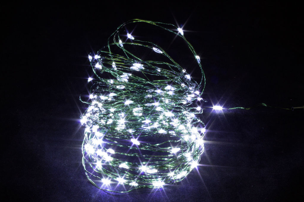 Гирлянда "Нить-роса" 150 LED 15 м на батарейках и USB разноцветная